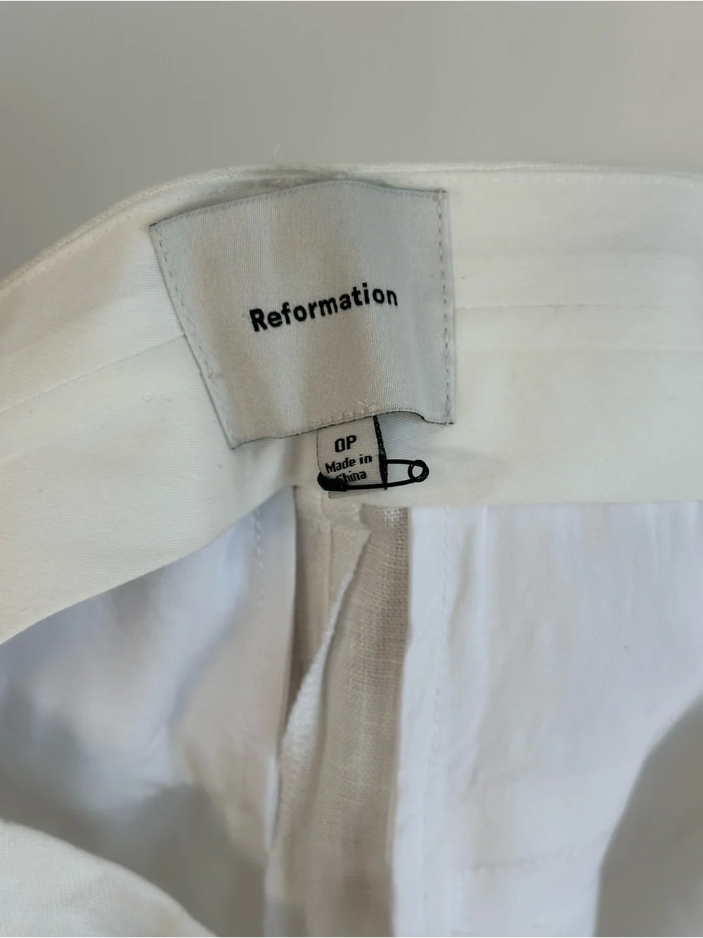 Reformation White 100% Linen Pleated Wide Leg Pants Size 0P